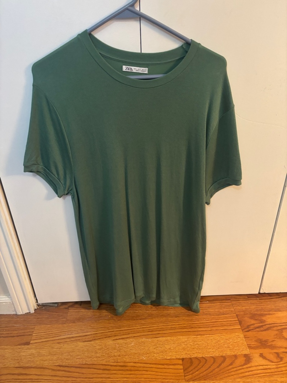 ZARA Olive Green Minimalist Crew Tee